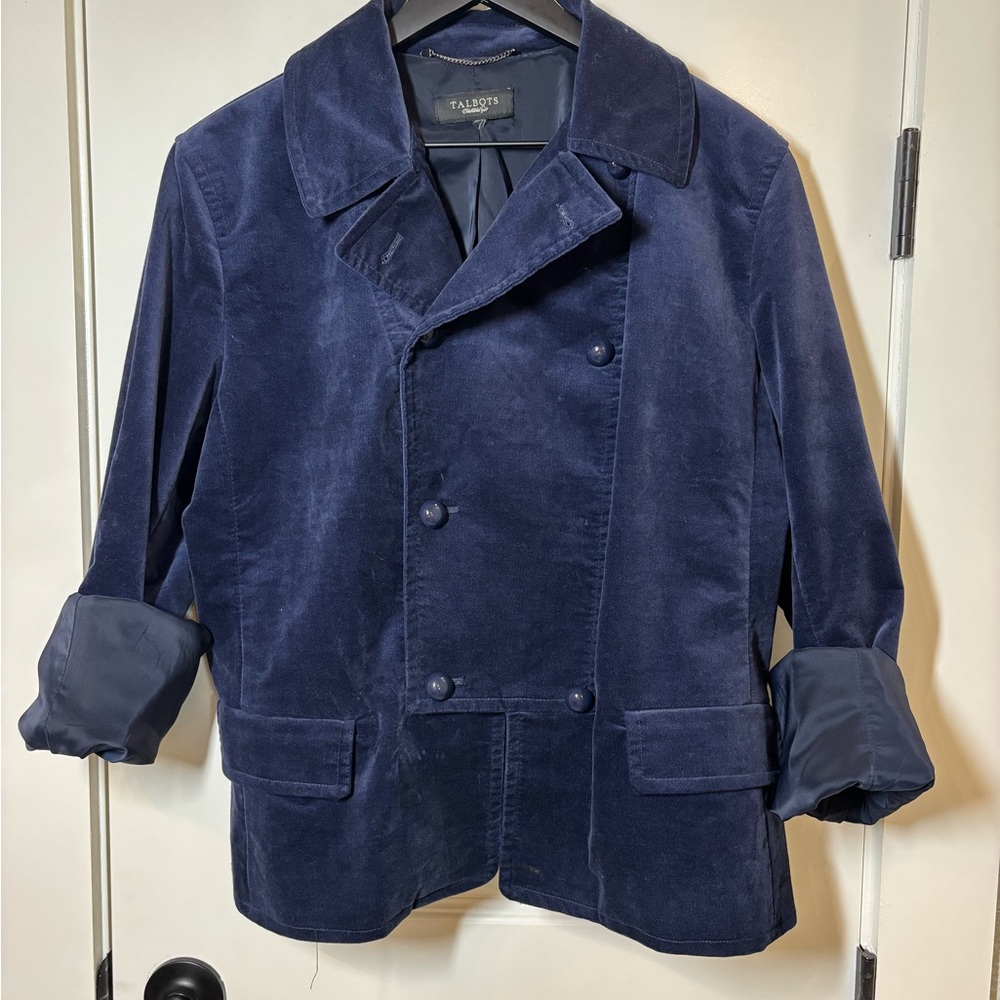 Talbots Blue Velvet Blazer - size 8 - Picture 2 of 5